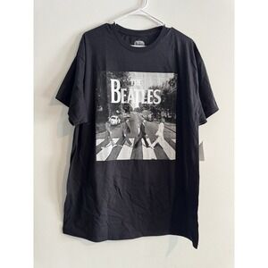 New The Beatles Abbey Road Black T-Shirt Extra Large  Graphic Tee Cotton Xl